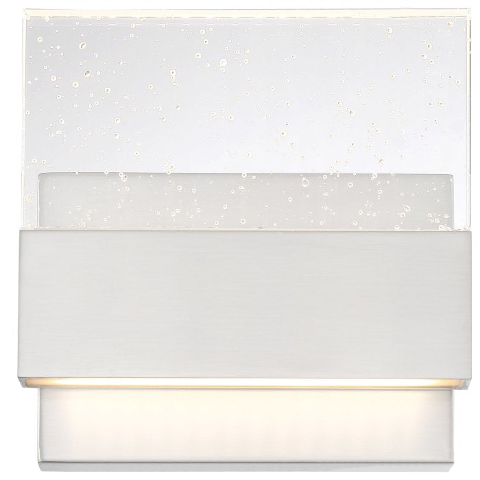 Satco 62-1502 ELLUSION LED MED WALL SCONCE Ellusion LED Medium Wall Sconce 15W Polished Nickel Finish with Seeded Glass