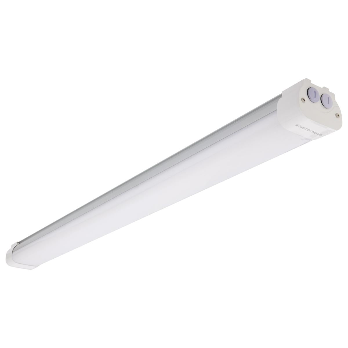 Satco 65-833R1 4 Foot LED Tri-Proof Linear Fixture with Integrated Microwave Sensor CCT & Wattage Selectable IP65 and IK08 Rated 120V-347V