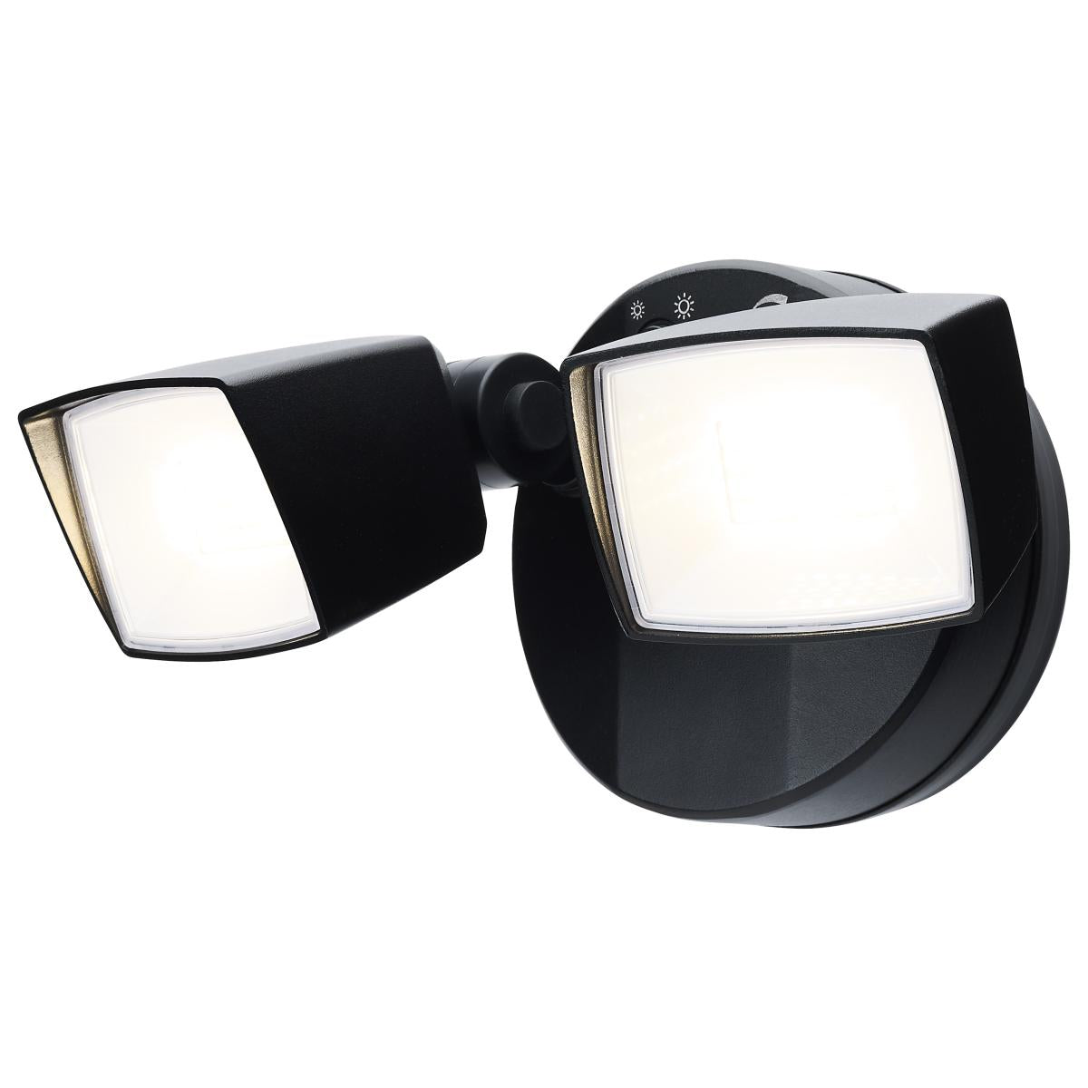 Satco 65-998 LED Security Light with Nightlight PIR Sensor Dual Head Field Selectable Black Finish