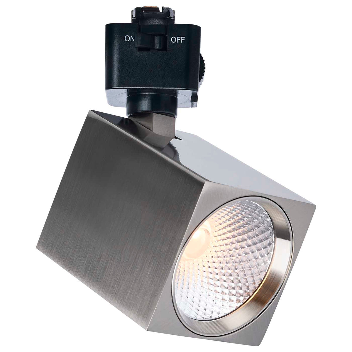 Satco JH5056 8 Watt LED Track Head 2700K/3000K/3500K/4000K/5000K CCT Selectable Dim to Warm J Style 48 Degree Beam Angle 120 Volt Brushed Nickel Square