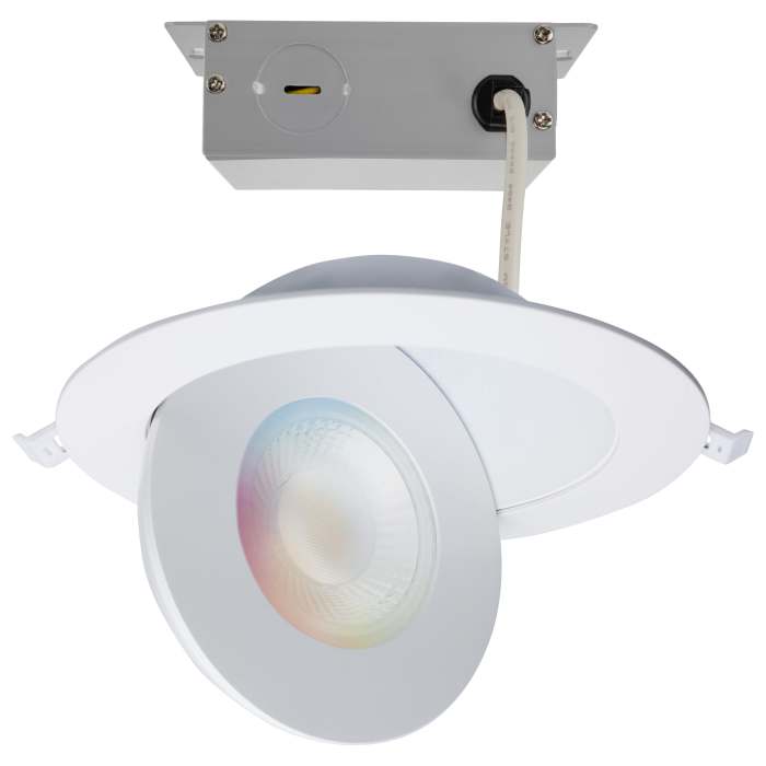 Satco S11293R1 9WLED/GBL/4/RGBTW/WH Starfish 9 Watt LED Gimbal Downlight 4 Inch 2700K-5000K RGB Tunable White Remote Driver White Finish 120-277