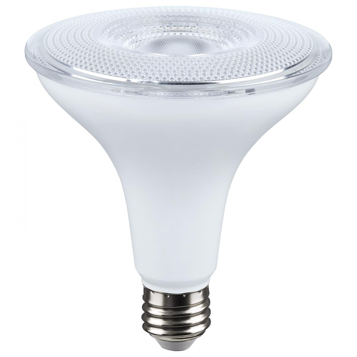 Satco S11475 14 Watt Dusk to Dawn LED PAR38 3000K Medium Base White Finish 120 Volt