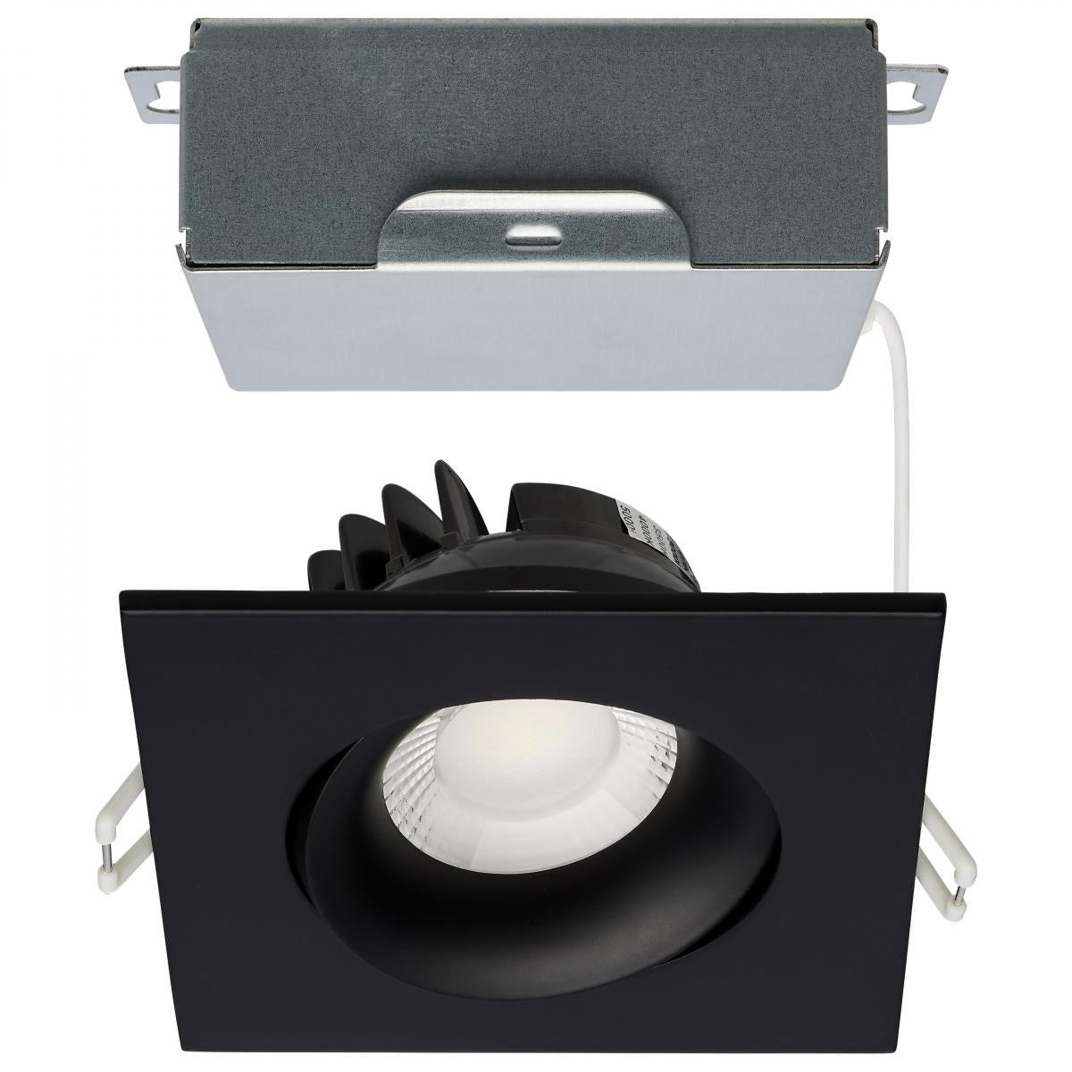 Satco S11628R1 12 Watt LED Direct Wire Downlight Gimbaled 3.5 Inch CCT Selectable Square Remote Driver Black Finish 840 Lumens 120 Volt