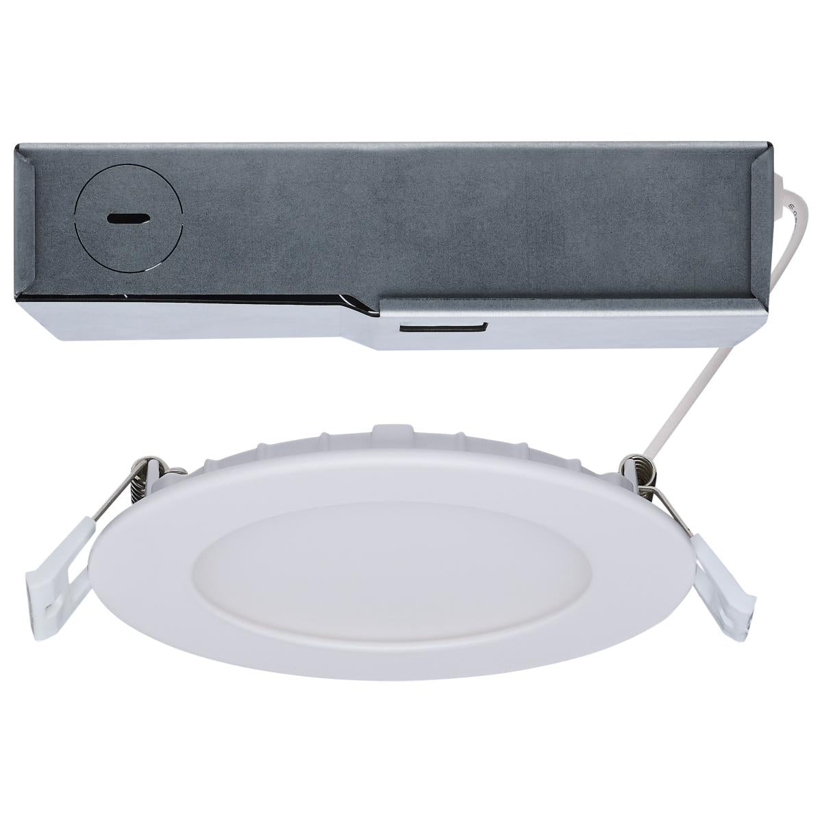 Satco S11690 12WLED/DW/4/FS/RND/FL/DD 8/12 Watt LED Direct Wire Downlight 27K/3K/35K/4K/5K CCT Remote Driver 4 Inch Round Flat Face White 120-277V Dual Dimming
