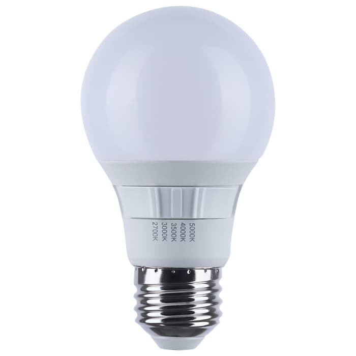 Satco S11771R1 9A19L/9CCT5/E26/PWHF 9 Watt A19 LED 27K/3K/35K/4K/5K CCT Selectable Medium Base White Finish 120 Volt