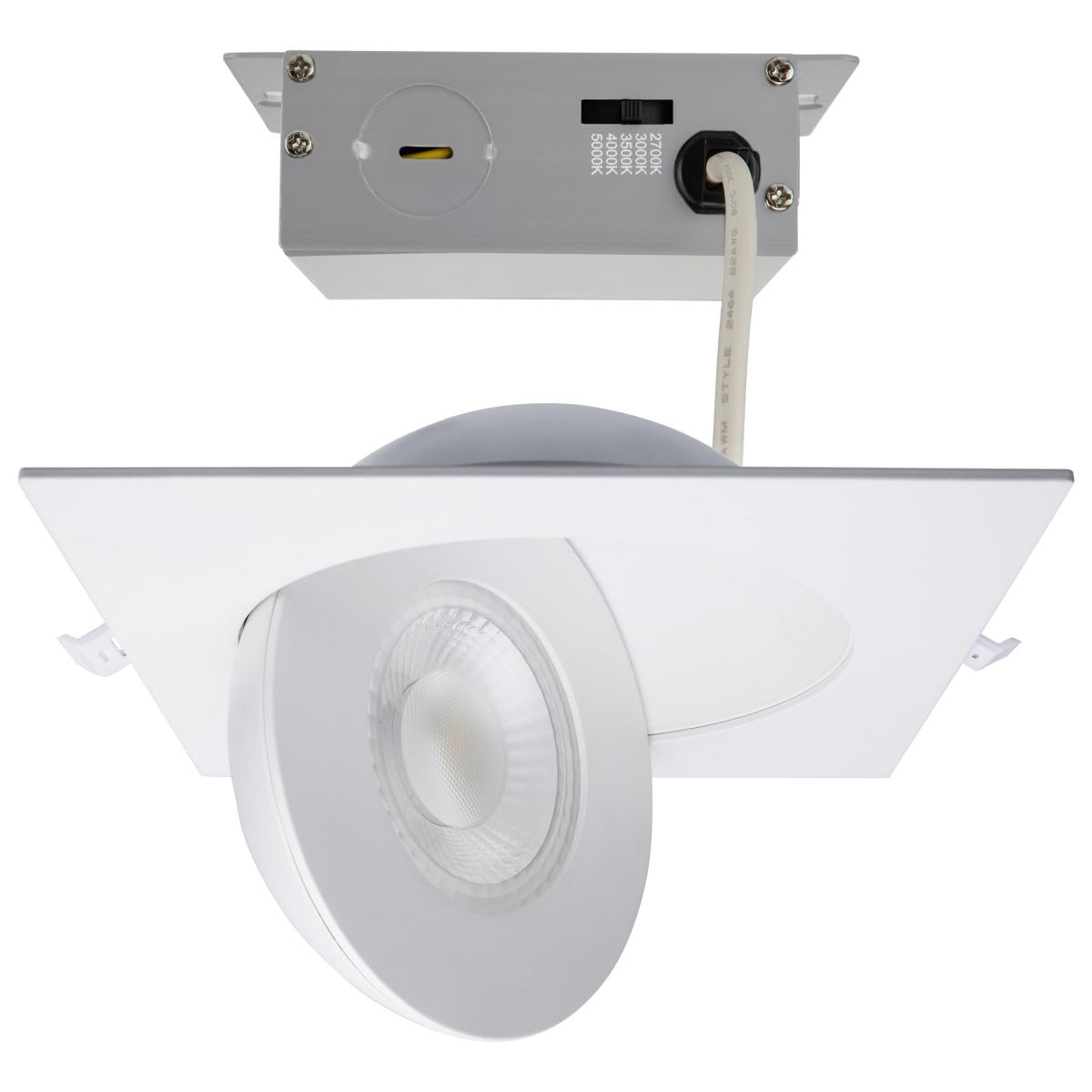 Satco S11861 15 Watt CCT Selectable LED Direct Wire Downlight Gimbaled 6 Inch Square Remote Driver White