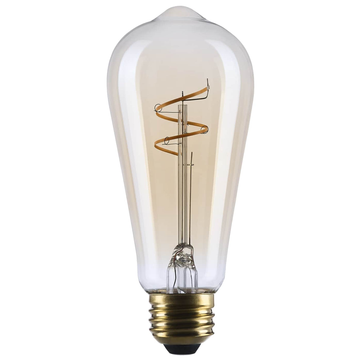 Satco S14206 3.5 Watt ST19 LED 2000K CCT Medium Base Clear Glass Amber Coil Filament Dimmable 120 Volt