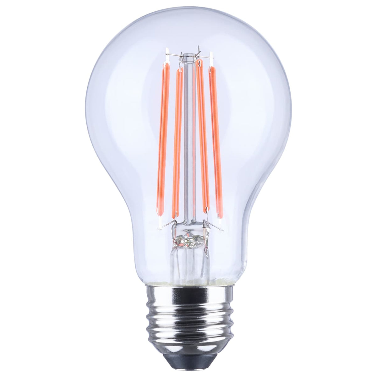 Satco S14384 8 Watt LED A19 Straight Filament Red Light Glass 120 Volt 1-Pack