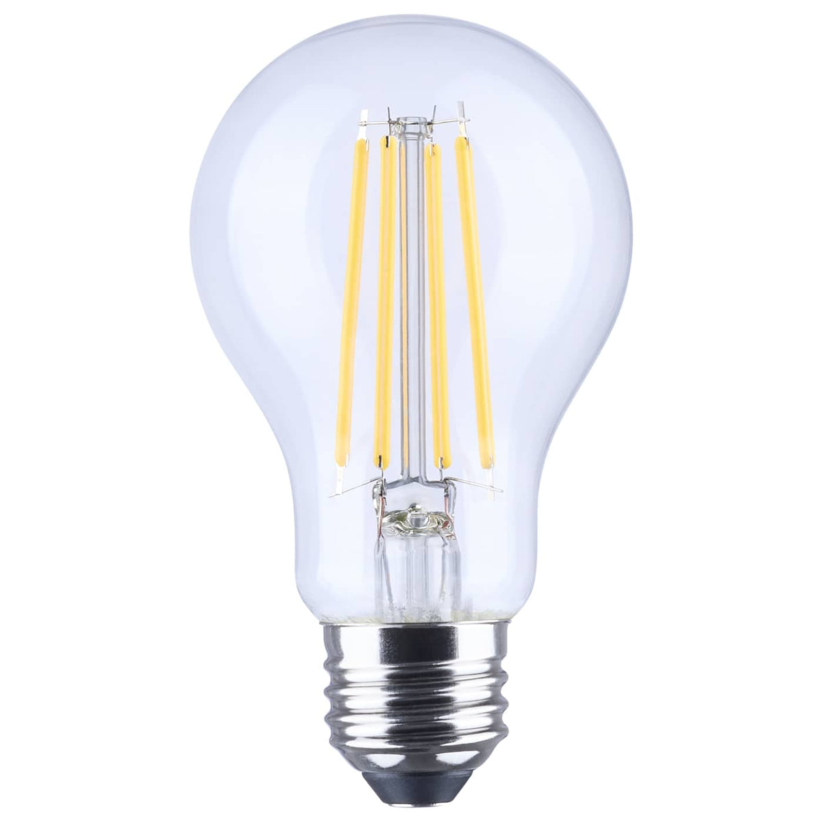 Satco S14386 8 Watt LED A19 Straight Filament Yellow Light Glass 120 Volt 1-Pack