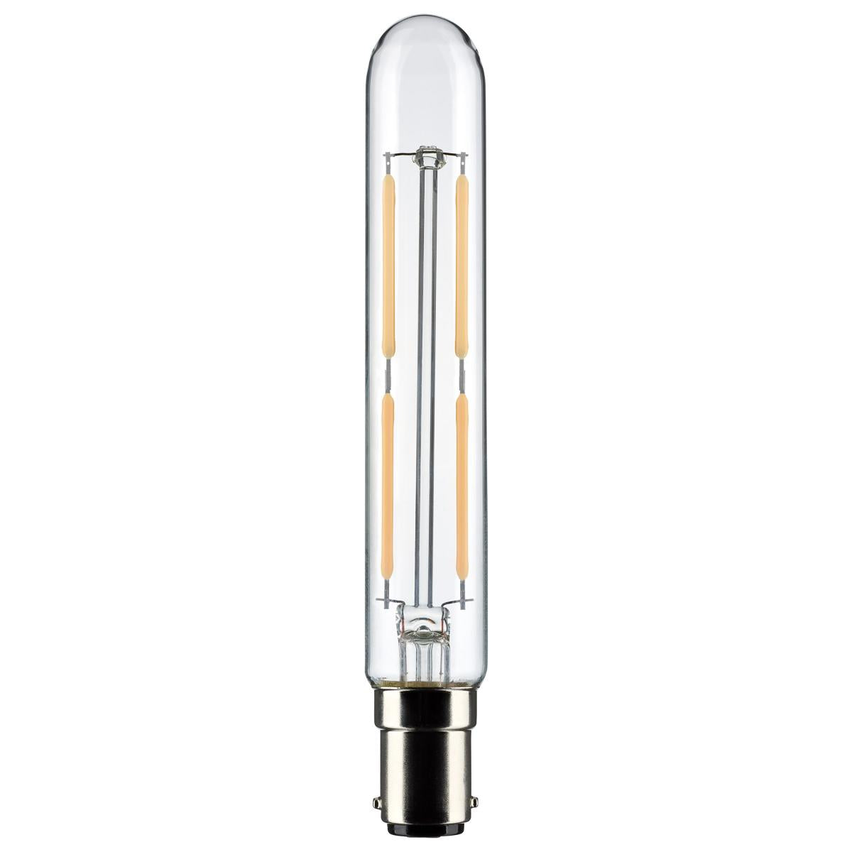 Satco S21375 4 Watt T6.5 LED Clear Double Contact Bayonet Base 4000K 400 Lumens 120 Volt