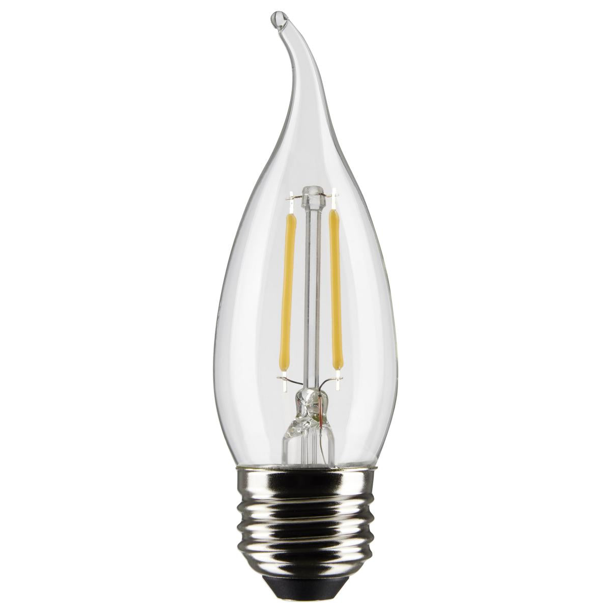 Satco S21848 3 Watt CA10 LED Clear Medium Base 2700K 250 Lumens 120 Volt 2-Pack