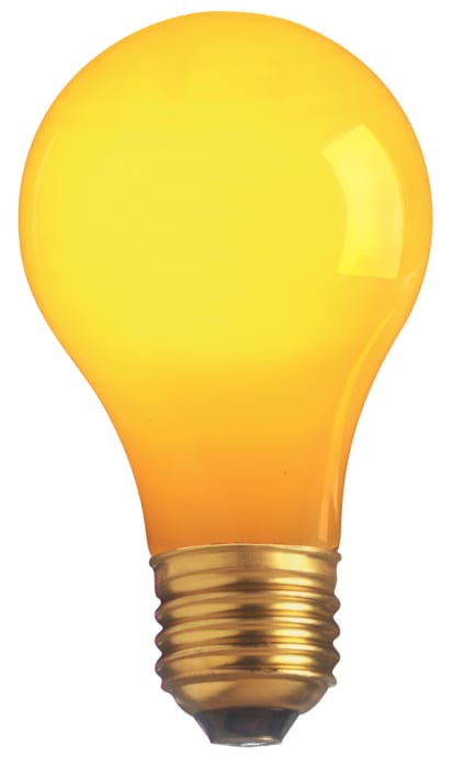 Satco S6093 25 Watt 130 Volt Ceramic Yellow A19 Medium E26 Base