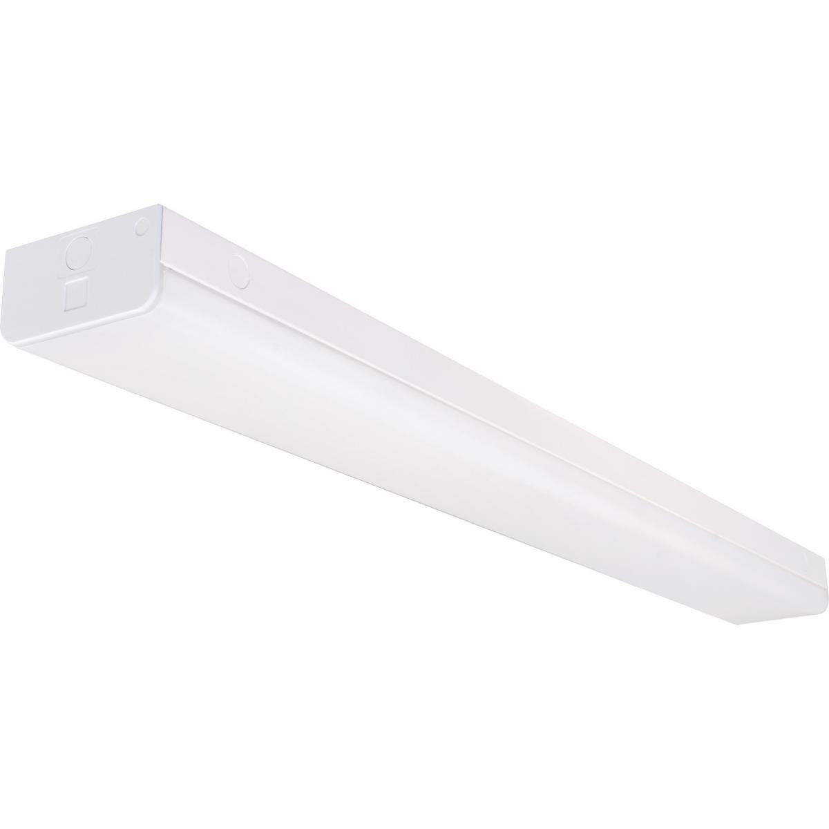 Satco 65-1153 LED 4 ft. Wide Strip Light 40W 5000K White Finish with Knockout and Emergency Back Up