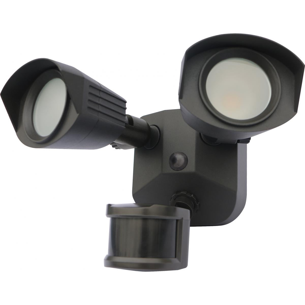 Satco 65-219 LED Security Light; Dual Head; Bronze Finish; 4000K; Motion Sensor