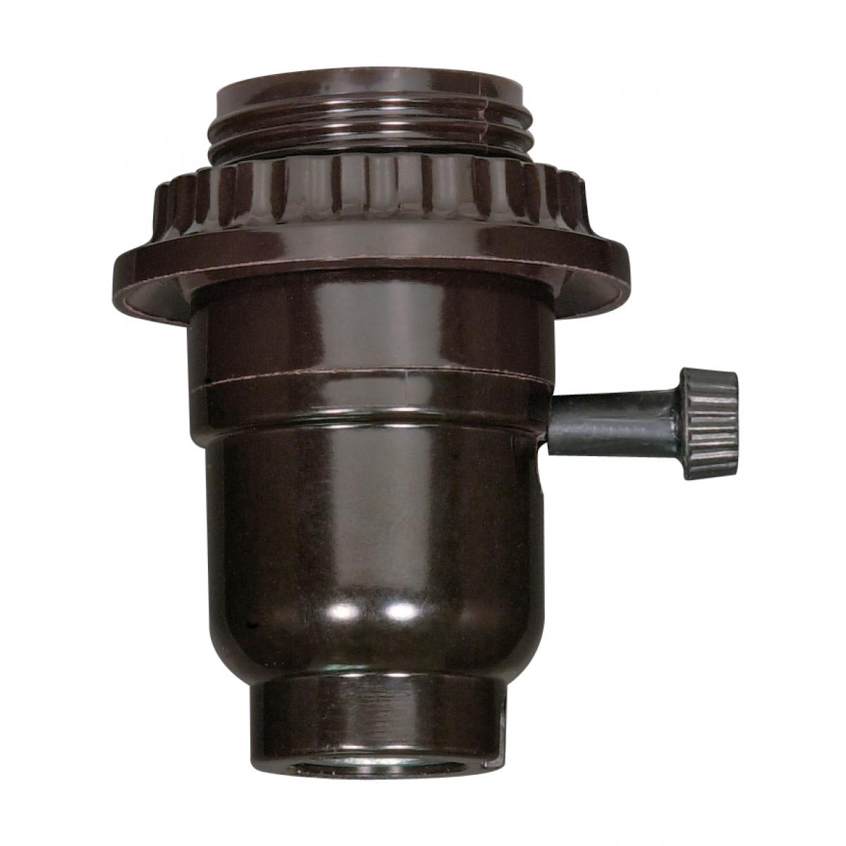 Satco 80-1265 3-Way Turn Knob Phenolic Full Uno Thread And Ring 1/8 IP Cap With Metal Bushing Less Set Screw 250W 250V