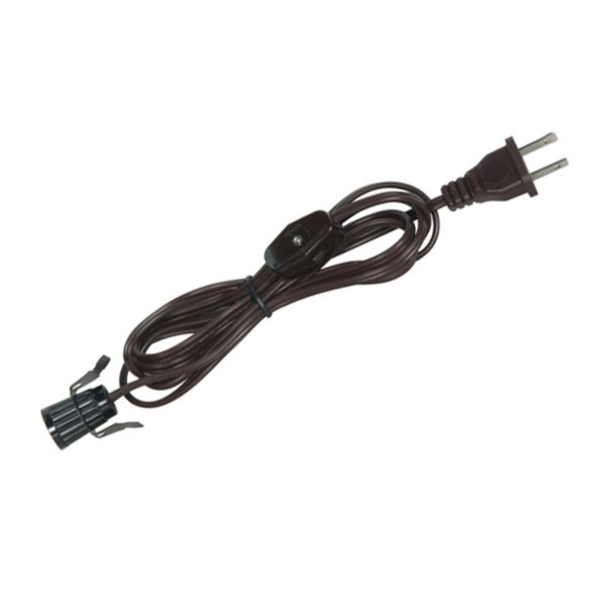 Satco 80-1782 6 Foot #18 SPT-1 White Cord, Switch, And Plug (Switch 17" From Socket)