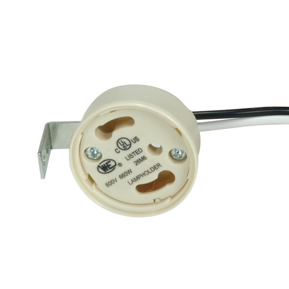 Satco 80-1861 4-Pin Ballast And Socket Combination For GU24 L-Bracket 24" 18 AWM 105C Leads, 3/4" Height