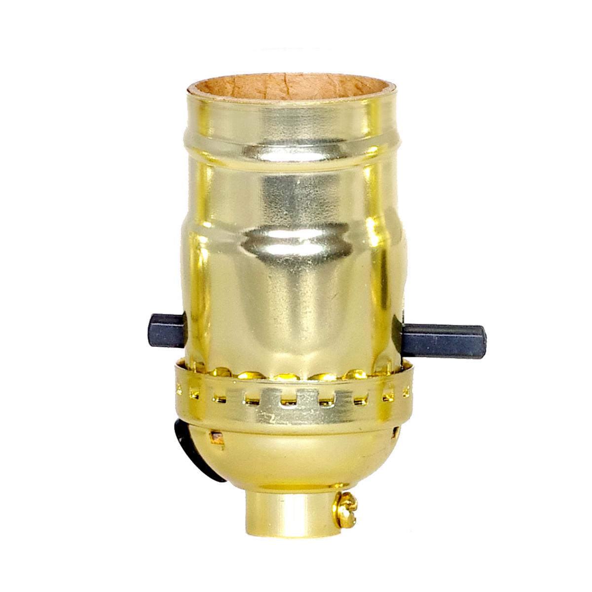 Satco 80-2137 On-Off Push Thru Socket With Side Outlet For SPT-2 1/8 IPS Aluminum Brite Gilt Finish 660W 250V With Set Screw