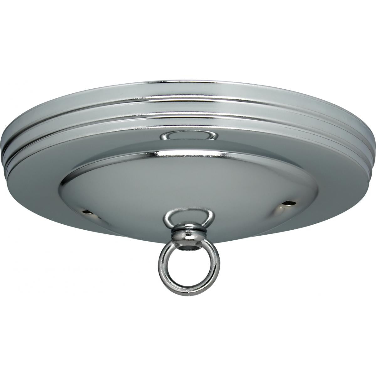 Satco 90-068 Standard Canopy Kit Chrome Finish 5" Diameter 7/16" Center Hole 2-8/32 Bar Holes Includes Hardware 10lbs Max