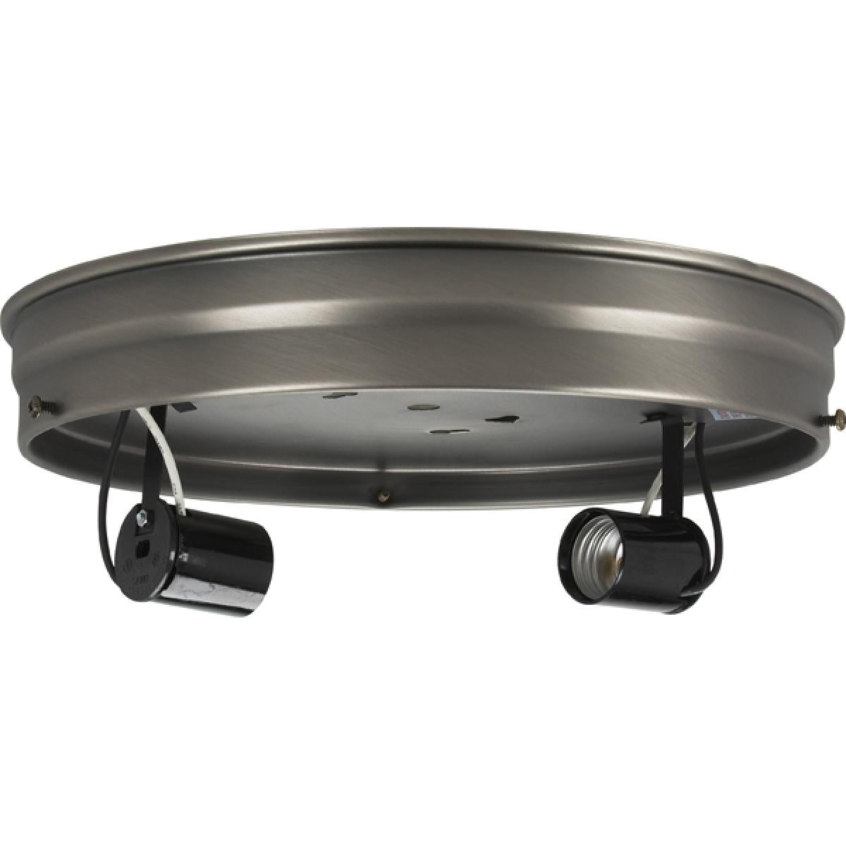 Satco 90-1433 10" 2-Light Ceiling Pan Brushed Nickel Finish Includes Hardware 60W Max