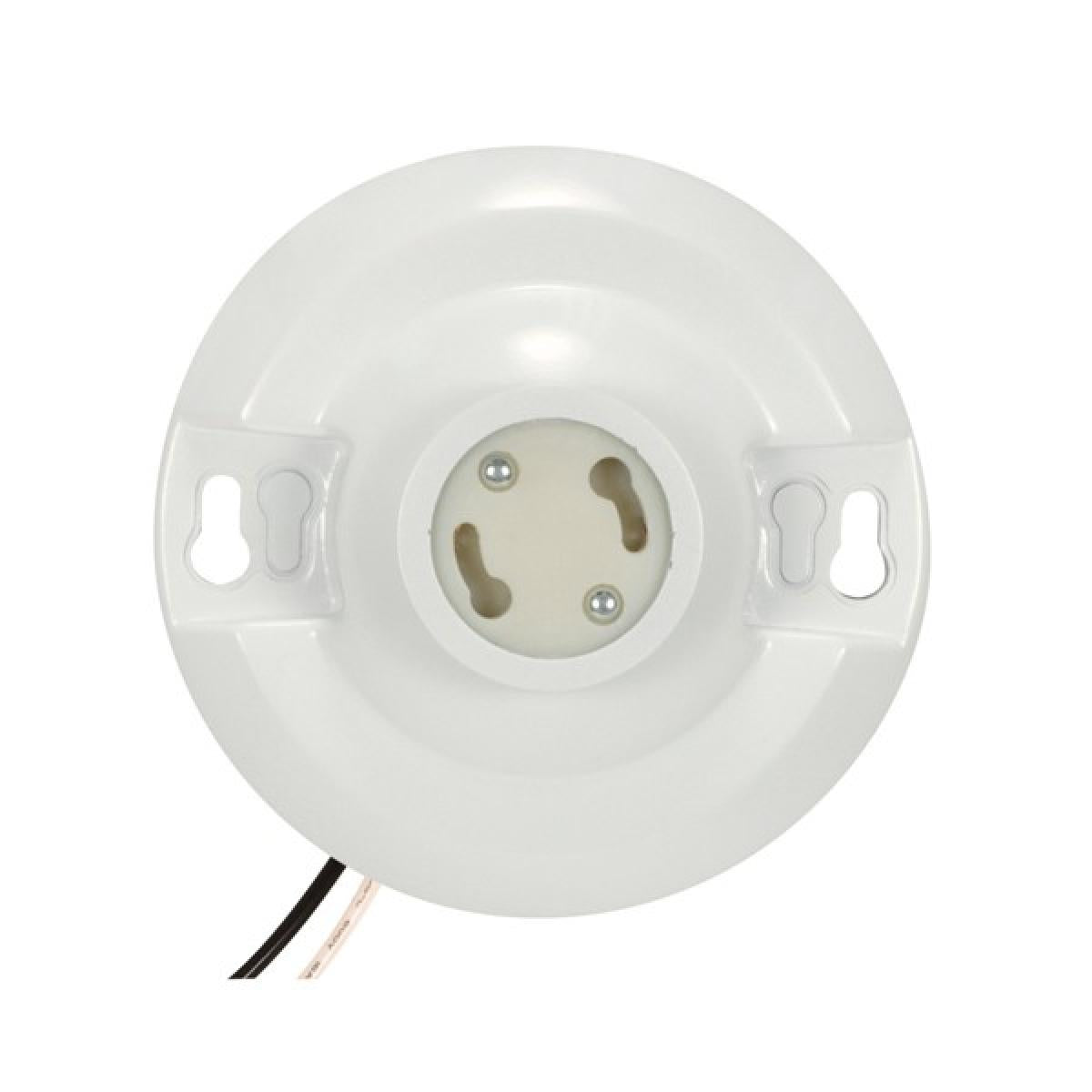 Satco 90-2469 Keyless White Phenolic GU24 Ceiling Receptacle 6" AWM B/W Leads 105C 4-1/2" Diameter 300W 300V