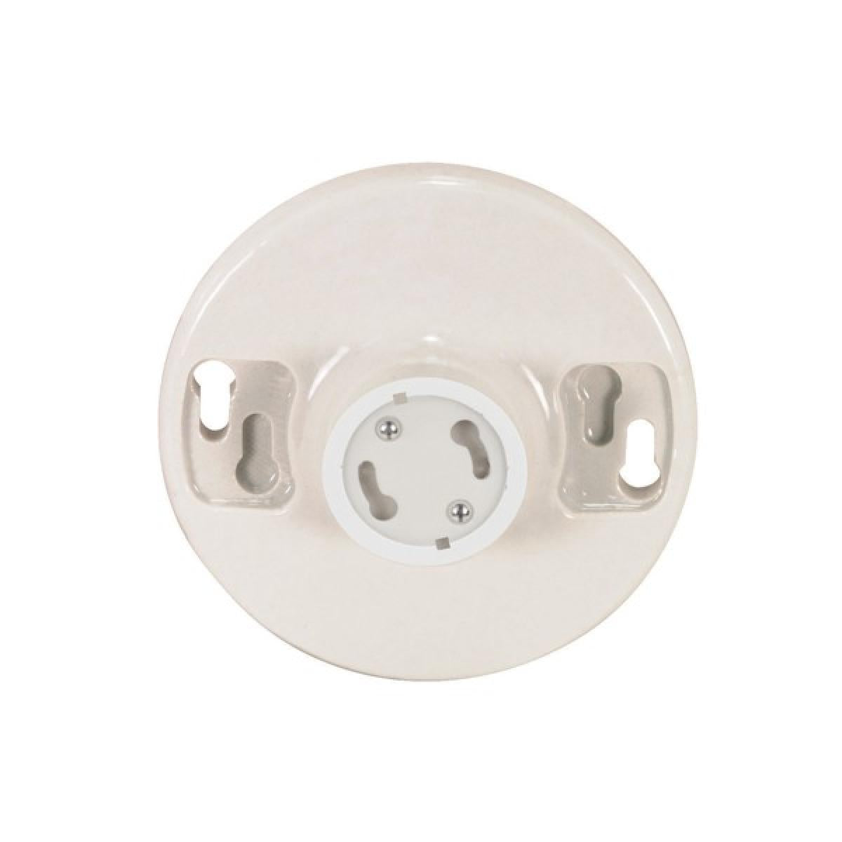 Satco 90-2579 4 Terminal Keyless White Phenolic GU24 Ceiling Receptacle Screw Terminals 4-3/8" Diameter 300W 300V