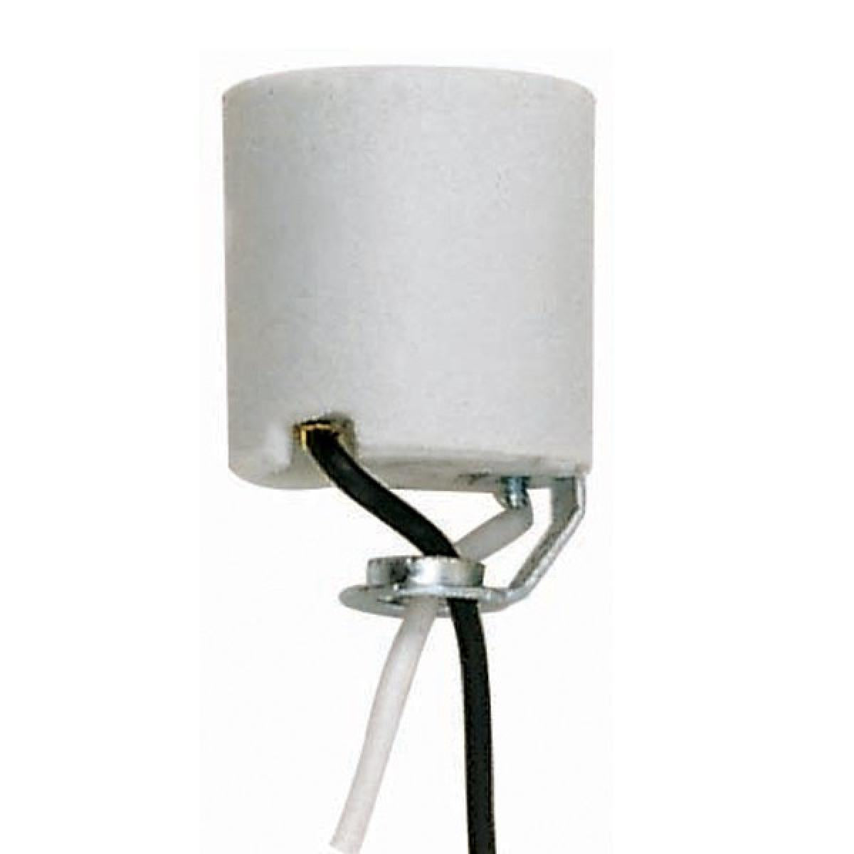 Satco 90-759 Keyless Porcelain Socket With Hickey 24" Leads Unglazed 660W 250V