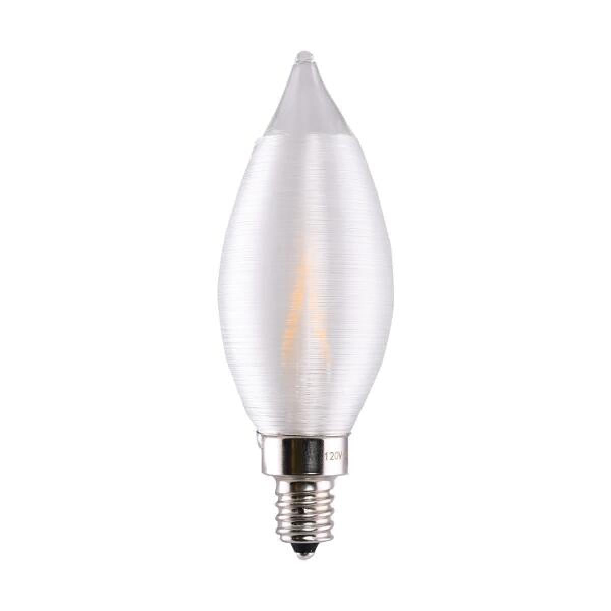 Satco S11300 2 Watt CA11 LED Satin Spun Clear Candelabra base 2700K 120 Volt