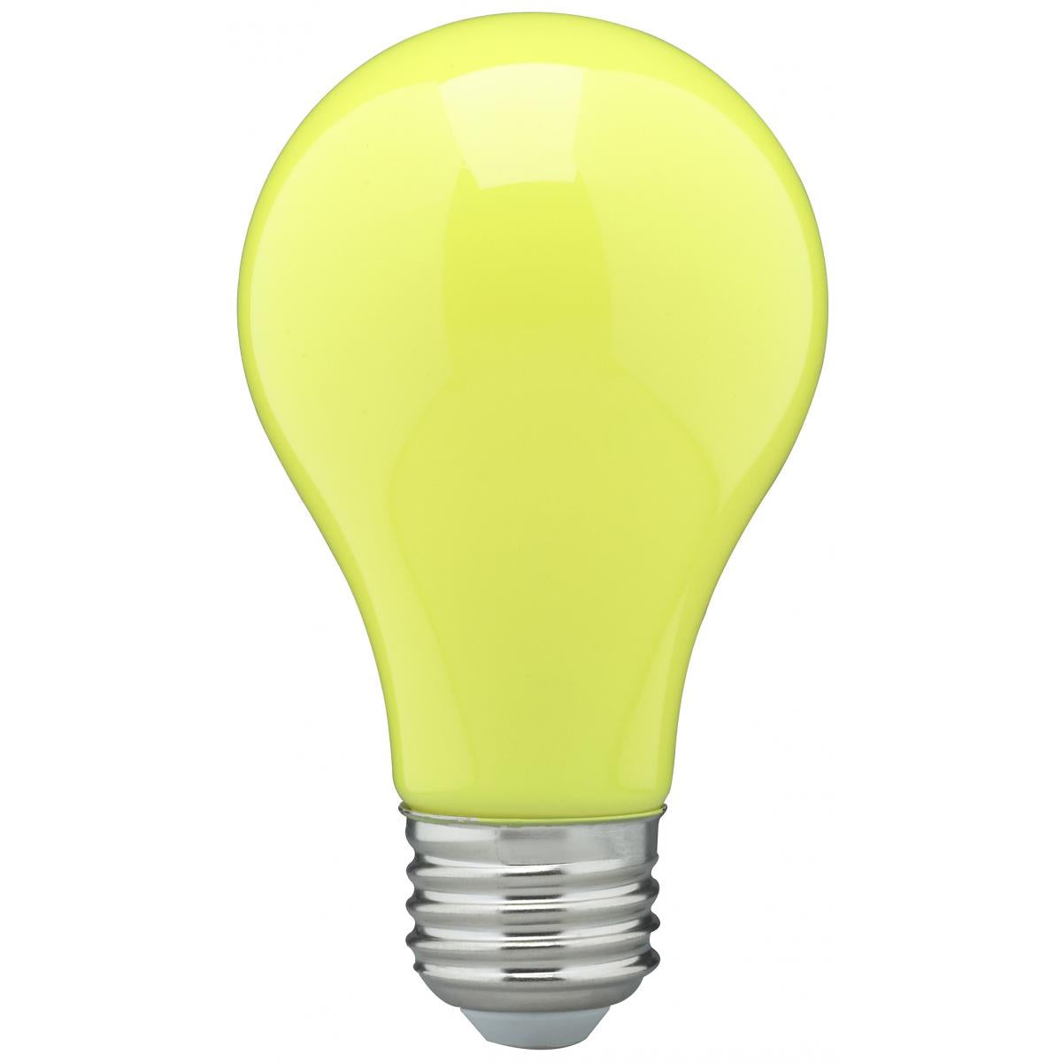 Satco S14987 8 Watt A19 LED Ceramic Yellow Medium base 360 deg. Beam Angle 120 Volt