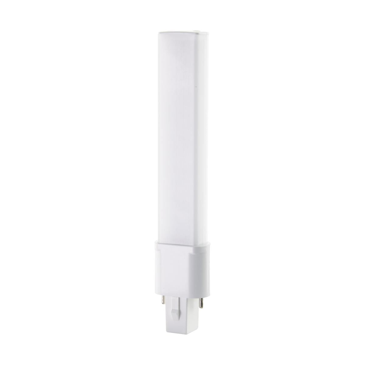 Satco S18402 4.5 Watt LED PL 2-PIN 3500K 450 Lumens G23 base 50000 Average rated hours 360 deg. Beam Angle 120-277 Volt Type B Ballast Bypass