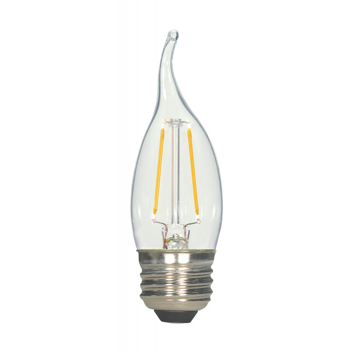 Replacement for Satco S21724 2.5 Watt CA10 LED Clear Medium base 2700K 120 Volt 2-Card - NOW S21848
