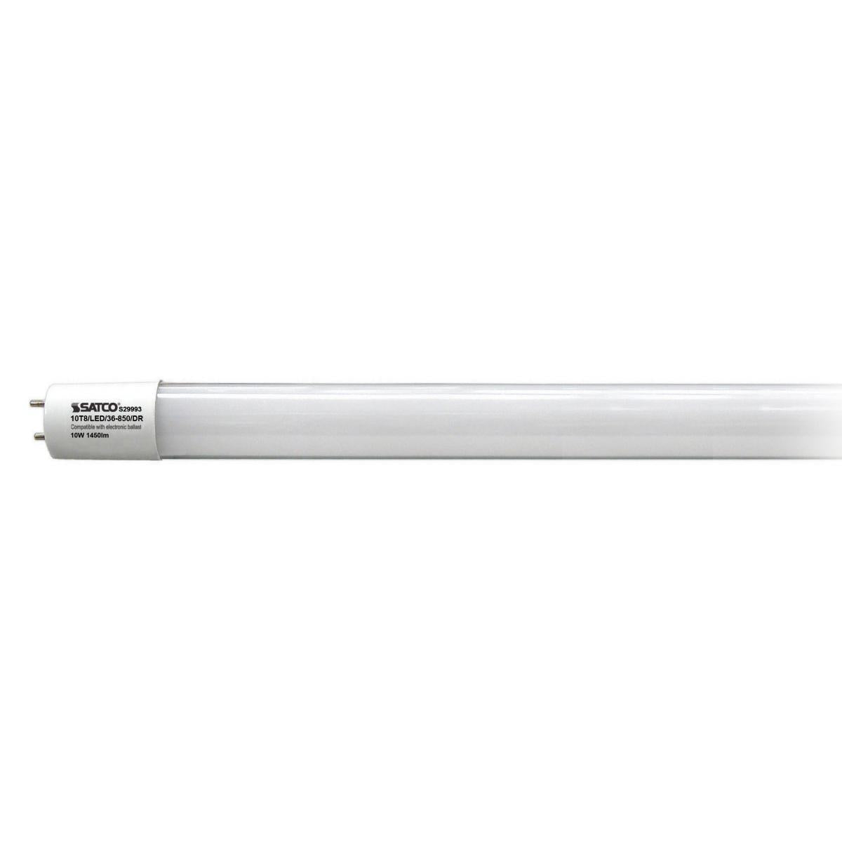 Replacement for Satco S29993 10 Watt T8 LED 5000K Medium Bi Pin base 50000 hours 1450 Lumens Type A Ballast dependent