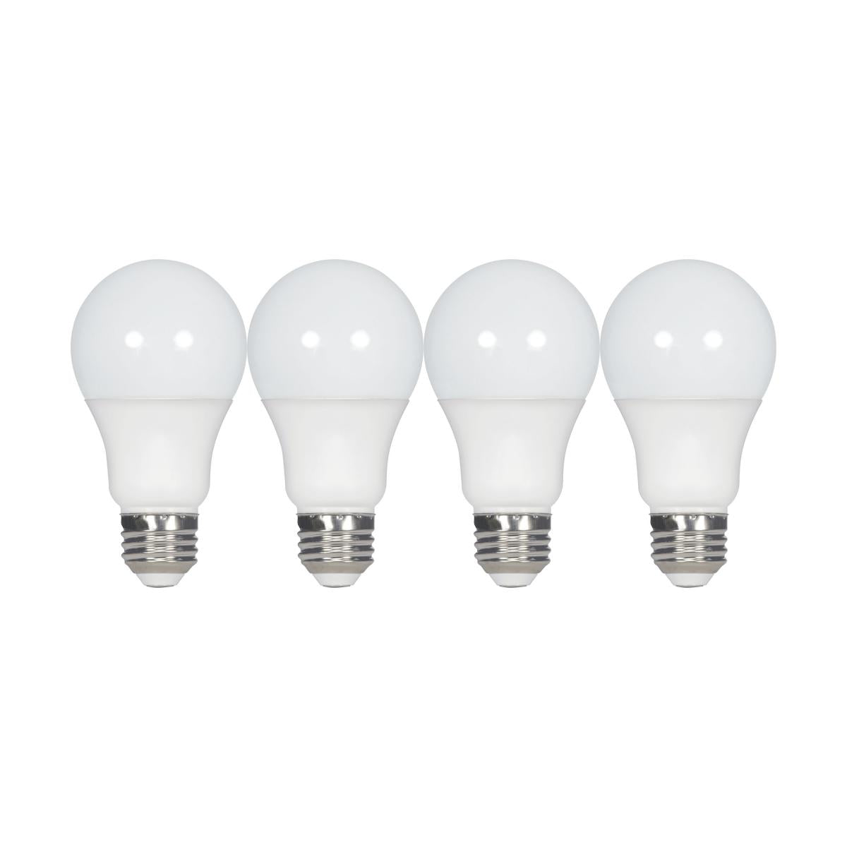 Satco S39596 9.5 Watt A19 LED Frosted 2700K Medium base 220 deg. Beam Angle 120 Volt Non-Dimmable 4-Pack