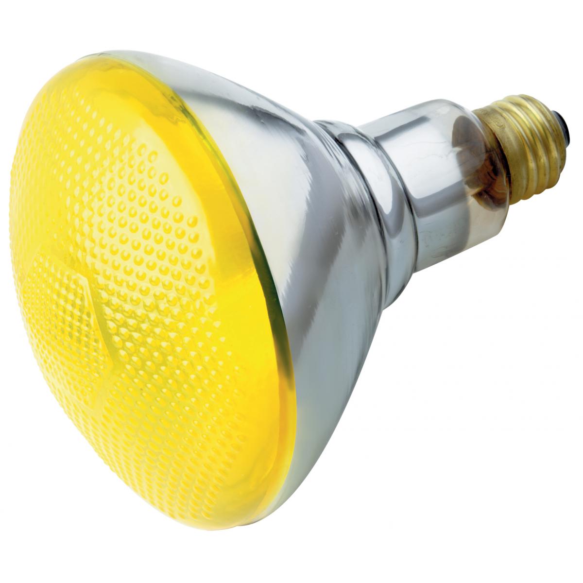 Satco S4426 100W 120V BR38 Yellow Bug E26 Base Weather Proof