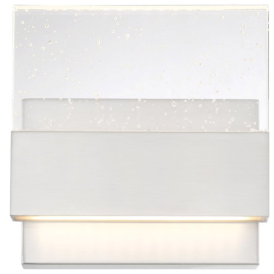 Satco 62-1502 ELLUSION LED MED WALL SCONCE Ellusion LED Medium Wall Sconce 15W Polished Nickel Finish with Seeded Glass