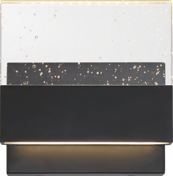 Satco 62-1512 ELLUSION LED MED WALL SCONCE Ellusion LED Medium Wall Sconce 15W Matte Black Finish with Seeded Glass