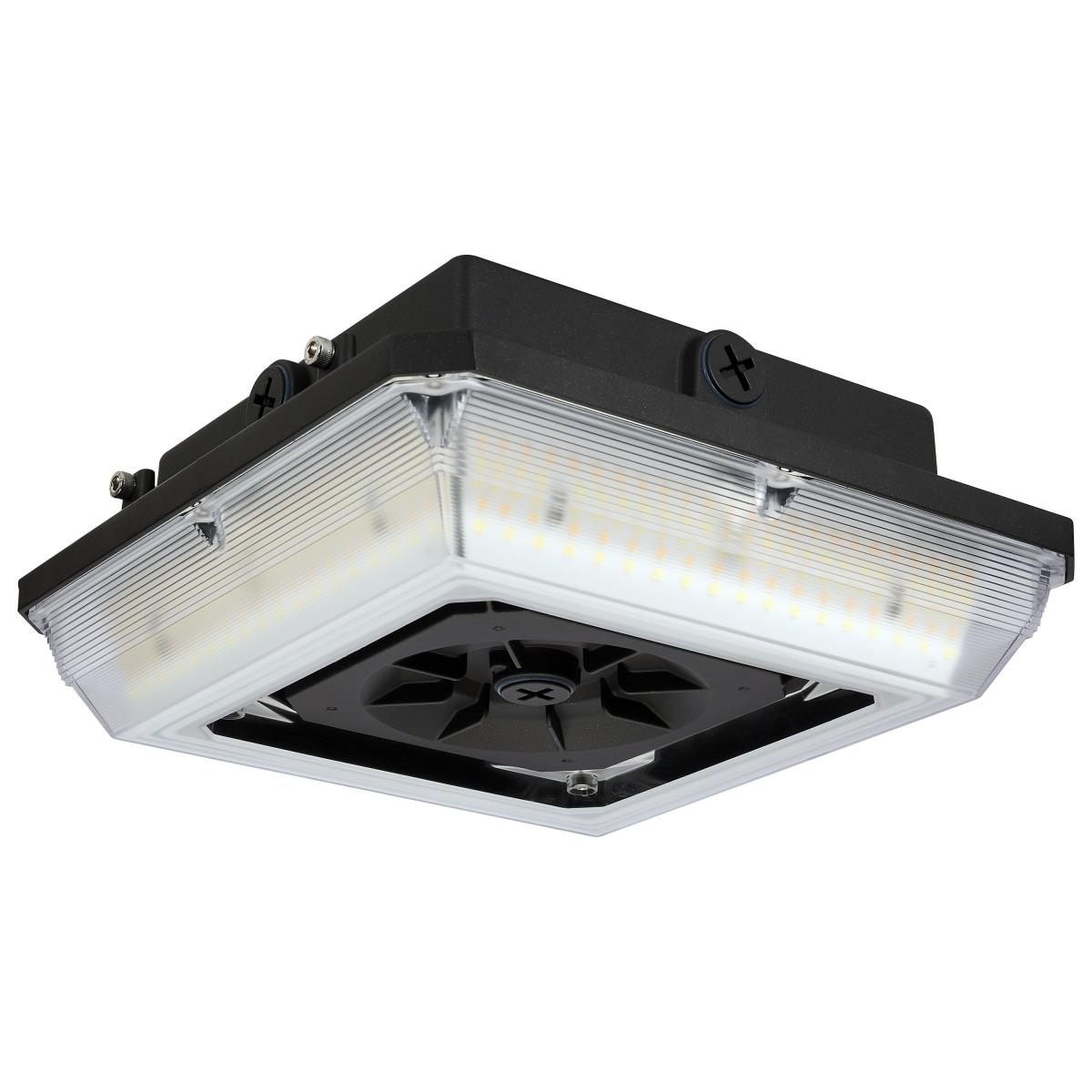 Satco 65-637 Square LED Wide Beam Angle Canopy Light 3K/4K/5K CCT Selectable 60W/75W/90W Wattage Selectable Bronze Finish