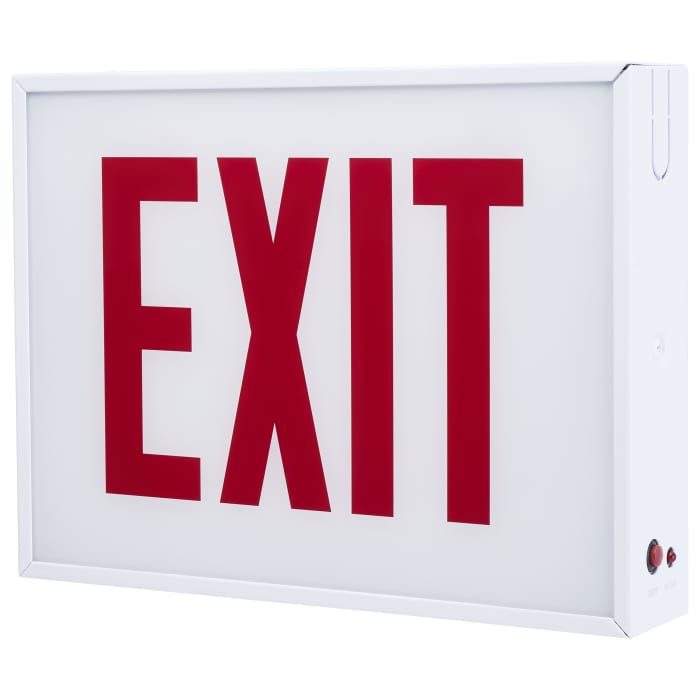 Satco 67-300 Exit Sign Chicago Approved White Housing 120-277V 90 min Battery Backup Single Face Surface Mounting