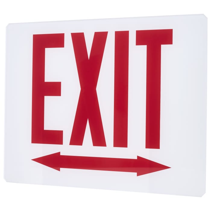 Satco 67-323 Exit Sign Panel Accessory White Glass Panel Red EXIT Signage Double Direction Arrow For Use with Steel Chicago Signs and Combos