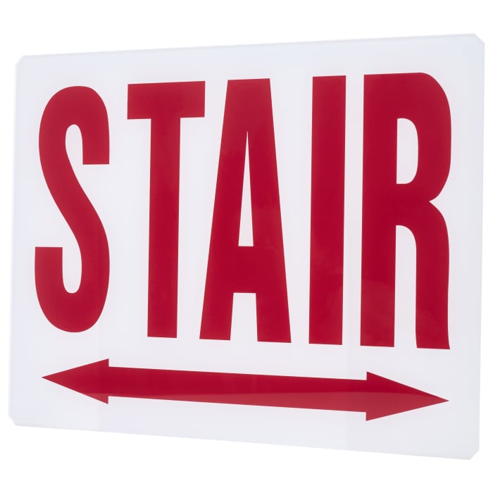 Satco 67-327 Exit Sign Panel Accessory White Glass Panel Red STAIR Signage Double Direction Arrow For Use with Steel Chicago Signs and Combos
