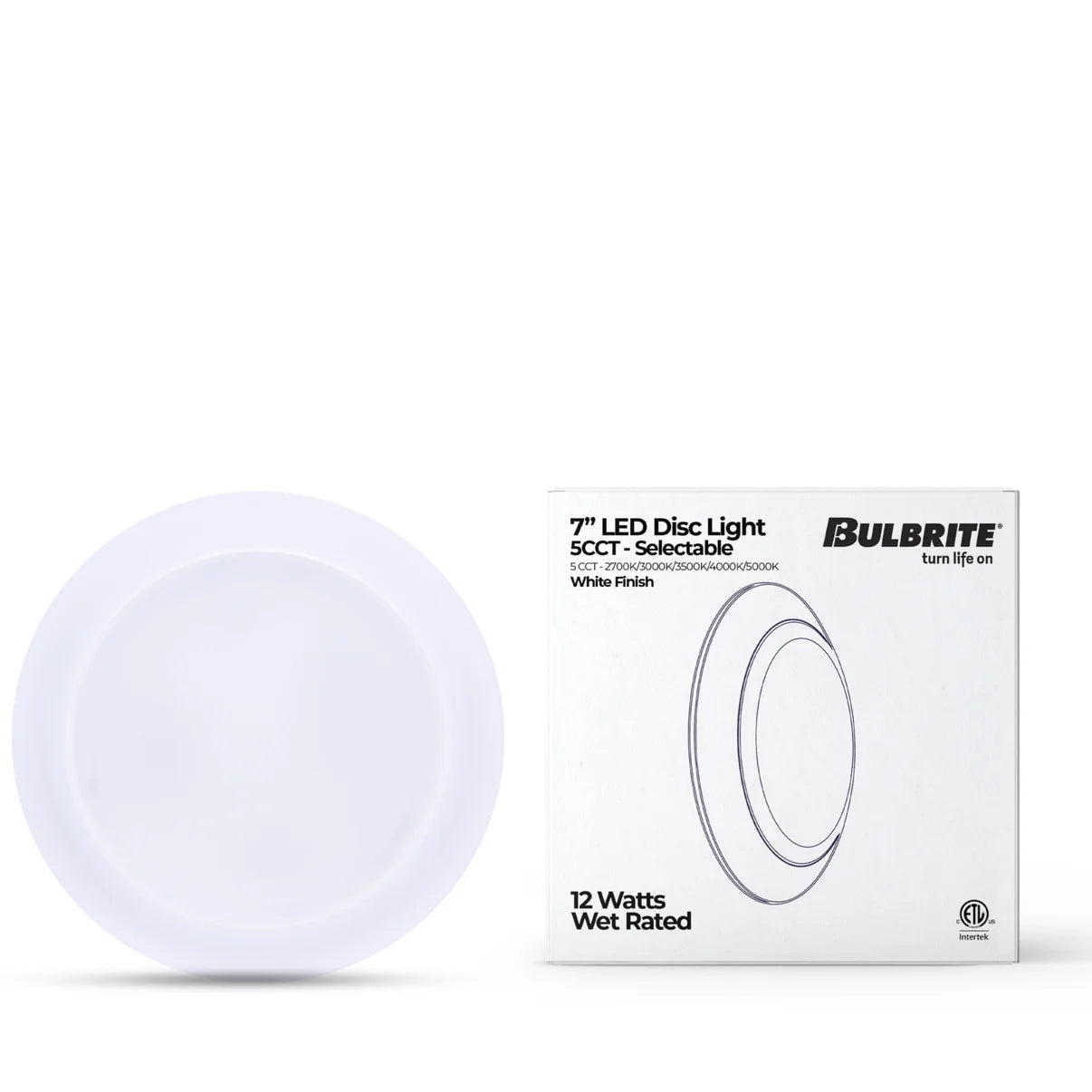 Bulbrite 773285 LED12DISC/7/5CCT/927-950/J/WHRD/D 12W LED 7" ROUND DISC LIGHT 5CCT WHITE PLASTIC JA8