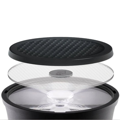 Exploded view of Soraa SNAP 2 inch 40 degree louver above an LED lamp