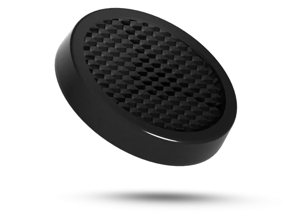 Related accessory photo showing a black Soraa SNAP 2 inch honeycomb louver for beam control