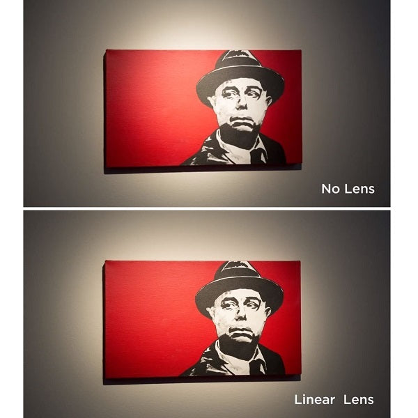 Before and after portrait lighting comparison using Soraa SNAP 4 inch linear beam spreader