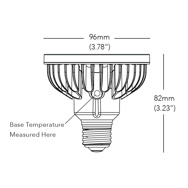 Dimension drawing for Soraa BRILLIANT PAR30 Short Neck 9 degree 2700K LED lamps