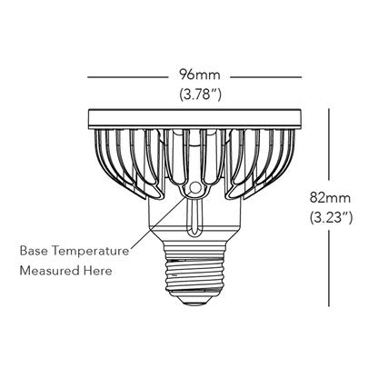 Dimension drawing for Soraa BRILLIANT PAR30 Short Neck 36 degree 2700K LED lamps