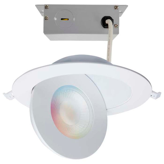 Satco S11295R1 15WLED/GBL/6/RGBTW/WH Starfish 15 Watt LED Gimbal Downlight 6 Inch 2700K-5000K RGB Tunable White Remote Driver White Finish 120-277