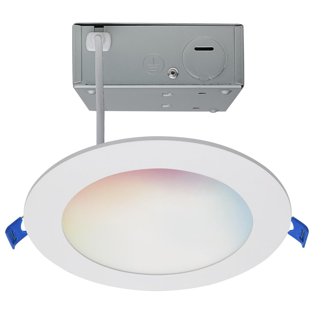Satco S11562 12 Watt LED Direct Wire Low Profile Downlight 6 Inch Round Starfish IOT Tunable White and RGB 120 Volt 90 CRI White Finish