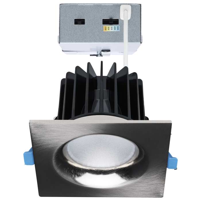 Satco S11675 24WLED/DW/DNL3/FS/SQ/DD/BN 16/20/24 Watt LED Remote Driver Downlight 27K/30K/35K/40K/50K CCT Field Selectable Square Brushed Nickel Finish Dual Dimming 120-277 Volt