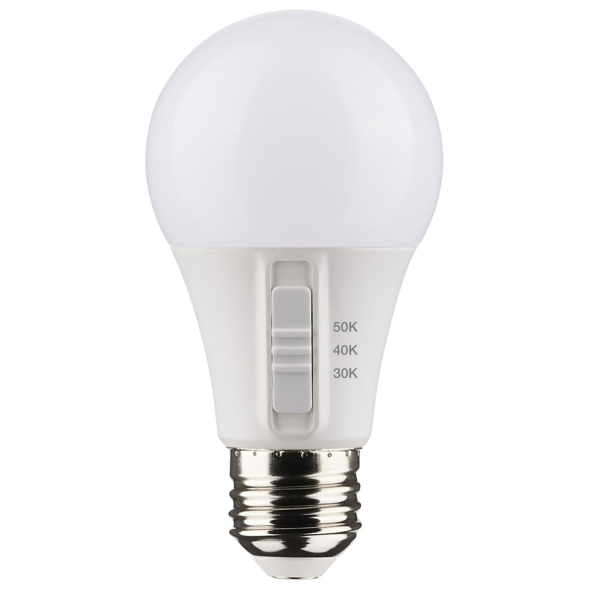 Satco S11770 6 Watt A19 LED Medium Base CCT Selectable White Finish 90 CRI 120 Volt